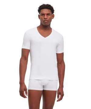 Koszula Z Krótkim Rękawem Falke 2-Pack T-Shirt V-neck Daily Comfort Męskie Białe | WMYBCR-876