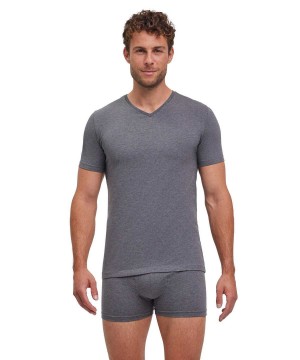 Koszula Z Krótkim Rękawem Falke 2-Pack T-Shirt V-neck Daily Comfort Męskie Szare | UEOVIC-684