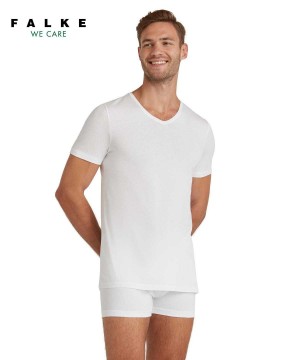 Koszula Z Krótkim Rękawem Falke T-Shirt V-neck Daily Natural Męskie Białe | TIEVND-047