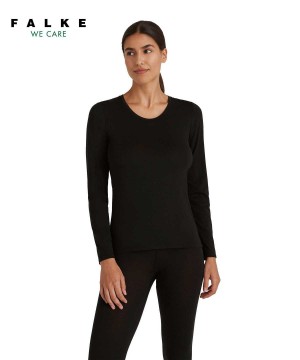 Koszule Falke Long sleeve shirt Round-neck Daily ClimaWool Damskie Czarne | GNMVWA-431