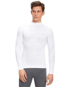 Long Sleeve T-Shirts Falke Long sleeve shirt Warm Męskie Białe | EYIVKQ-382