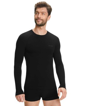 Long Sleeve T-Shirts Falke Long sleeve shirt Wool-Tech Light Męskie Czarne | KYPCDZ-504