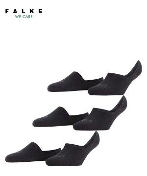 No Show Socks Falke Step 3-Pack Invisibles Damskie Czarne | MIGDWU-280