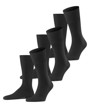 Skarpetki Falke Airport 3-Pack Socks Męskie Czarne | VMGXRI-542