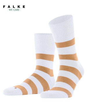 Skarpetki Falke Block Stripe Socks Męskie Białe | RUYLXZ-217