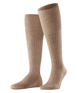 Skarpetki Falke Bristol Pure Knee-high Socks Męskie Brązowe | EMLZAR-468