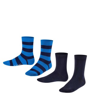 Skarpetki Falke Happy Stripe 2-Pack Socks Dziecięce Czarne | NJRLXG-846