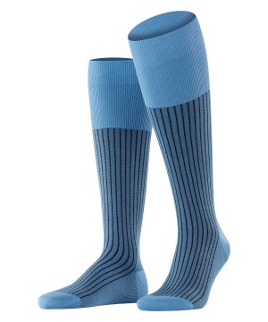 Skarpetki Falke Oxford Stripe Knee-high Socks Męskie Niebieskie | QGIWTP-548