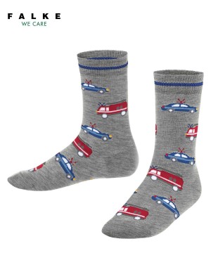 Skarpetki Falke Police and Fire Cars Socks Dziecięce Szare | BOHCQY-421