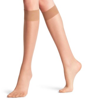 Skarpetki Falke Seidenglatt 15 DEN Knee-high Socks Damskie Beżowe | QRNWTA-849