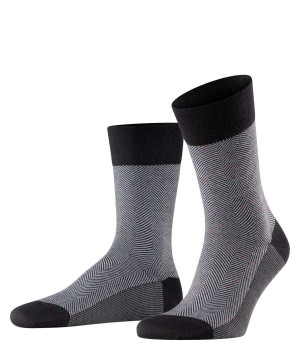 Skarpetki Falke Sensitive Herringbone Socks Męskie Czarne | OVNPZK-742