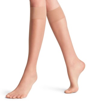 Skarpetki Falke Shelina 12 DEN Knee-high Socks Damskie Beżowe | VKOETX-304