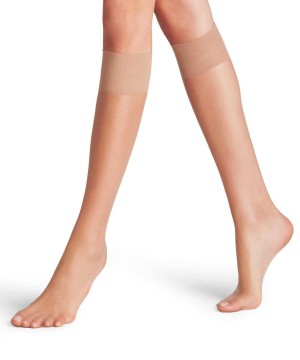 Skarpetki Falke Shelina 12 DEN Knee-high Socks Damskie Beżowe | XNPVQH-032