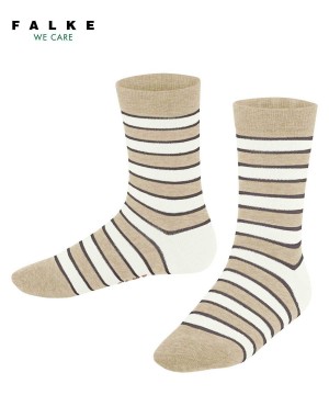 Skarpetki Falke Simple Stripes Socks Dziecięce Beżowe | ZQDPUX-265