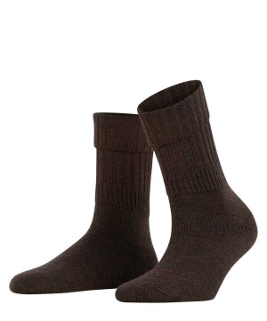 Skarpetki Falke Striggings Rib Boot socks Damskie Brązowe | CWEFAQ-269