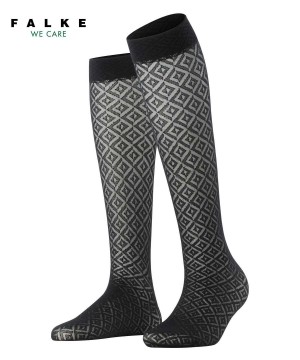 Skarpetki Falke Tessellating 25 DEN Knee-high Socks Damskie Czarne | RZELTH-538