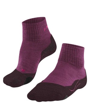 Sports Socks Falke TK2 Explore Wool Short Trekking Short sock Damskie Czerwone | HCIVKD-738