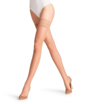 Thigh Highs Falke Seidenglatt 15 DEN Stay-ups Damskie Beżowe | OKNXJE-219