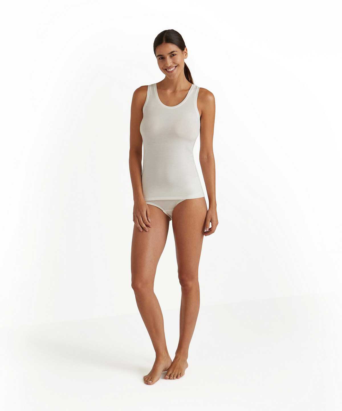 Bras & Tops Falke Top Round-neck Daily ClimaWool Damskie Białe | ZRUBJG-610