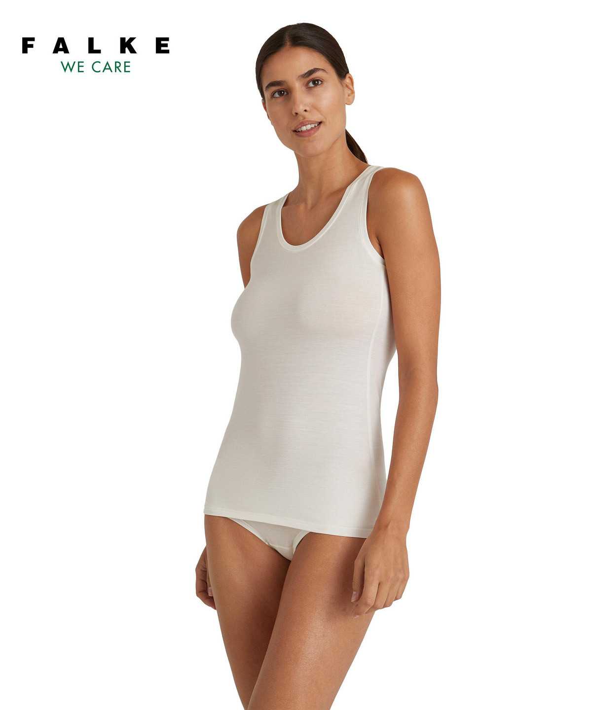 Bras & Tops Falke Top Round-neck Daily ClimaWool Damskie Białe | ZRUBJG-610