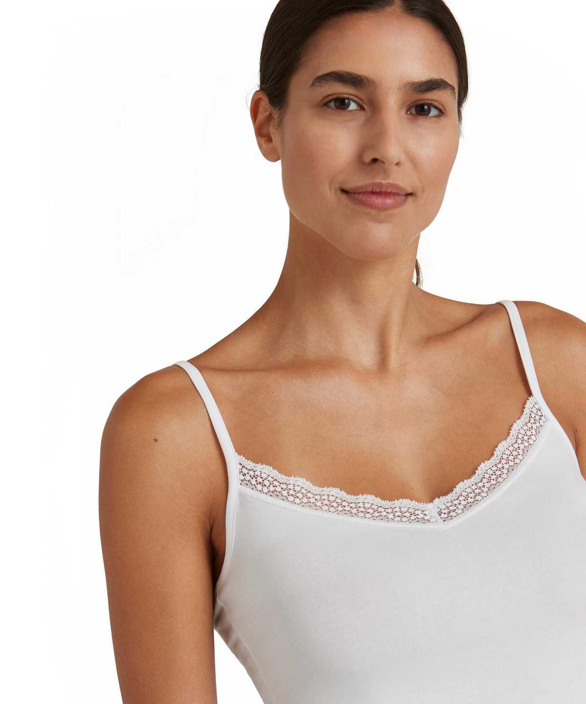 Bras & Tops Falke Top Round-neck Daily Lace Damskie Białe | FIEVLP-634