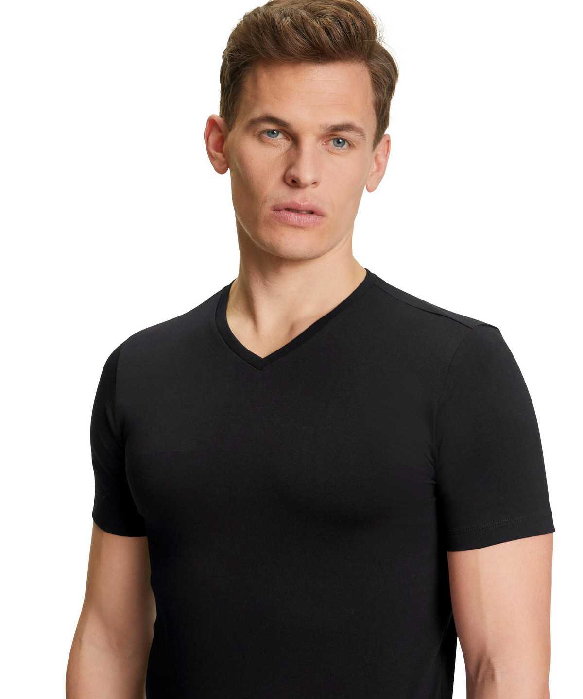 Koszula Z Krótkim Rękawem Falke 2-Pack T-Shirt V-neck Daily Comfort Męskie Czarne | GRDSLV-246