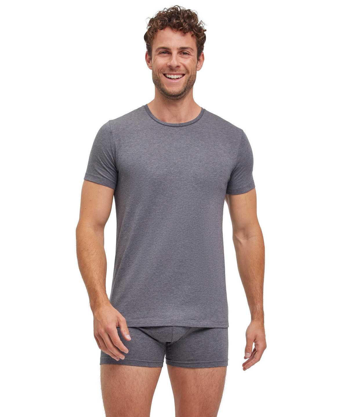 Koszula Z Krótkim Rękawem Falke 2-Pack T-Shirt Round-neck Daily Comfort Męskie Szare | EJZVAI-692