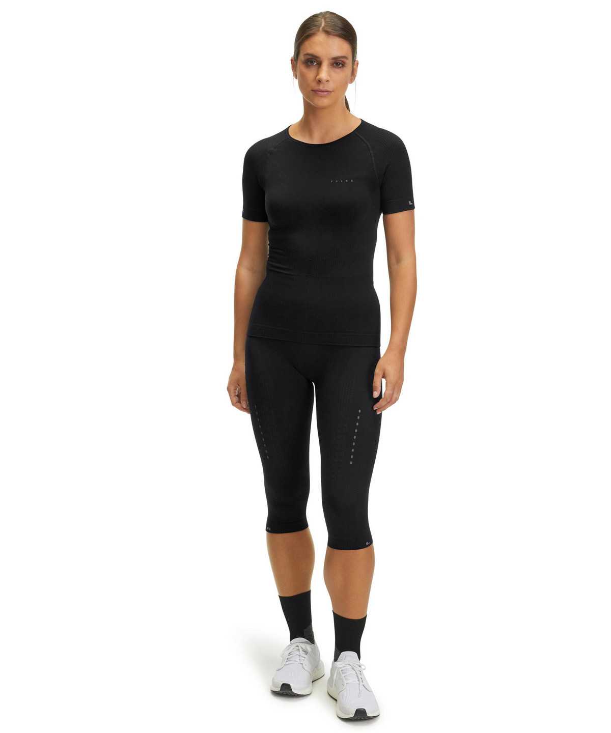 Koszula Z Krótkim Rękawem Falke Impulse Running T-Shirt Round-neck Health Damskie Czarne | CGPJHE-350