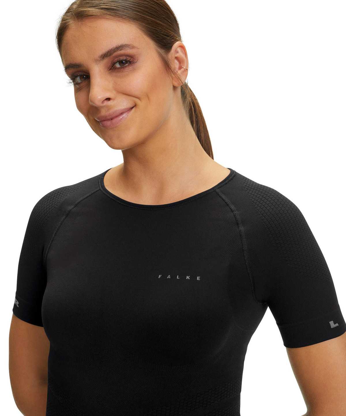 Koszula Z Krótkim Rękawem Falke Impulse Running T-Shirt Round-neck Health Damskie Czarne | CGPJHE-350