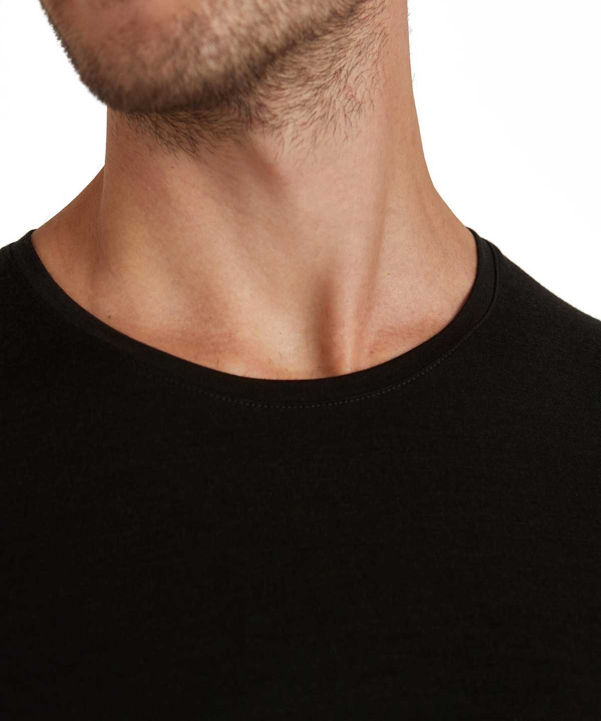 Koszula Z Krótkim Rękawem Falke T-Shirt Round-neck Daily ClimaWool Męskie Czarne | QMUVXD-410