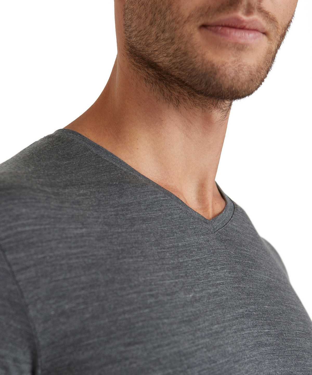 Koszula Z Krótkim Rękawem Falke T-Shirt V-neck Daily ClimaWool Męskie Szare | UKILDE-075