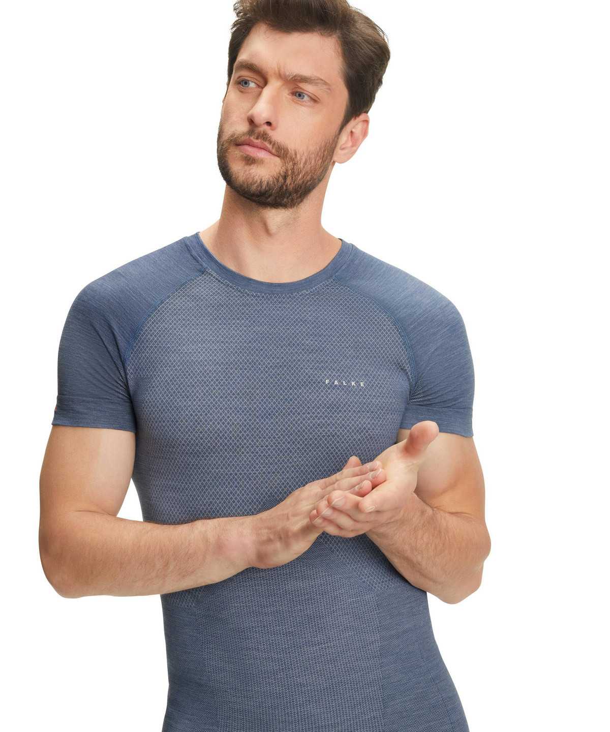 Koszula Z Krótkim Rękawem Falke T-Shirt Wool-Tech Light Męskie Niebieskie | AYBQVN-471