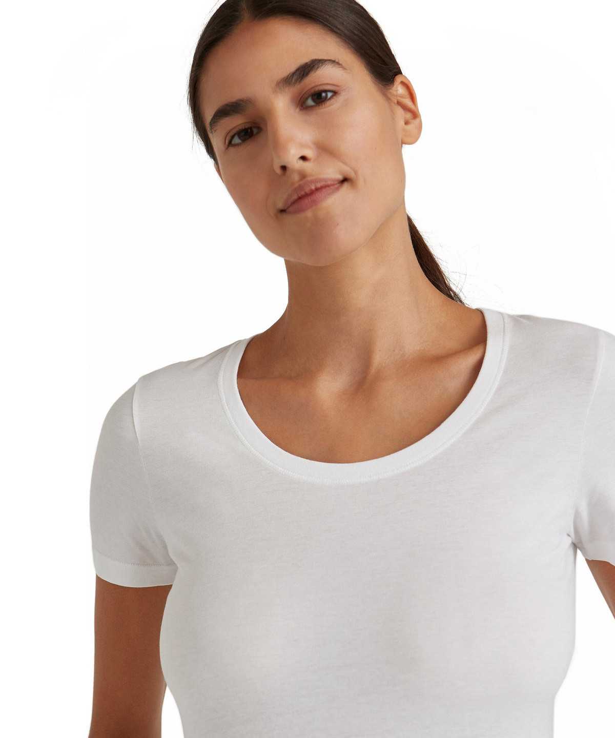 Koszule Falke T-Shirt Round-neck Daily Natural Damskie Białe | CYUDJP-147