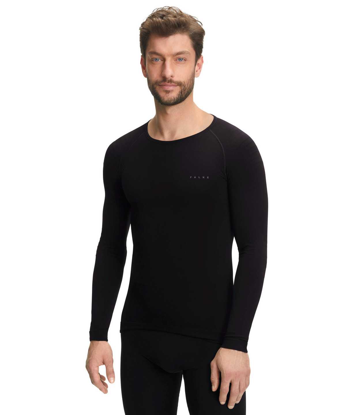 Long Sleeve T-Shirts Falke Long sleeve shirt Warm Męskie Czarne | POIGLY-749