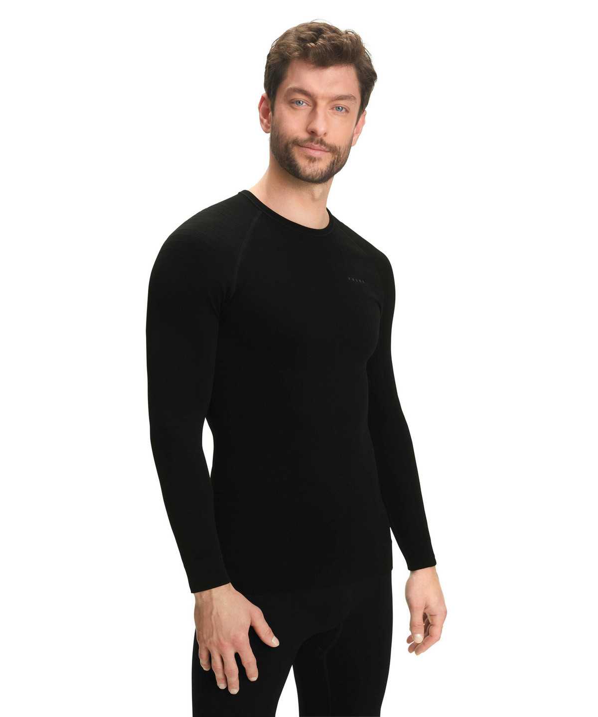 Long Sleeve T-Shirts Falke Long sleeve shirt Maximum Warm Męskie Czarne | JNGZXM-902