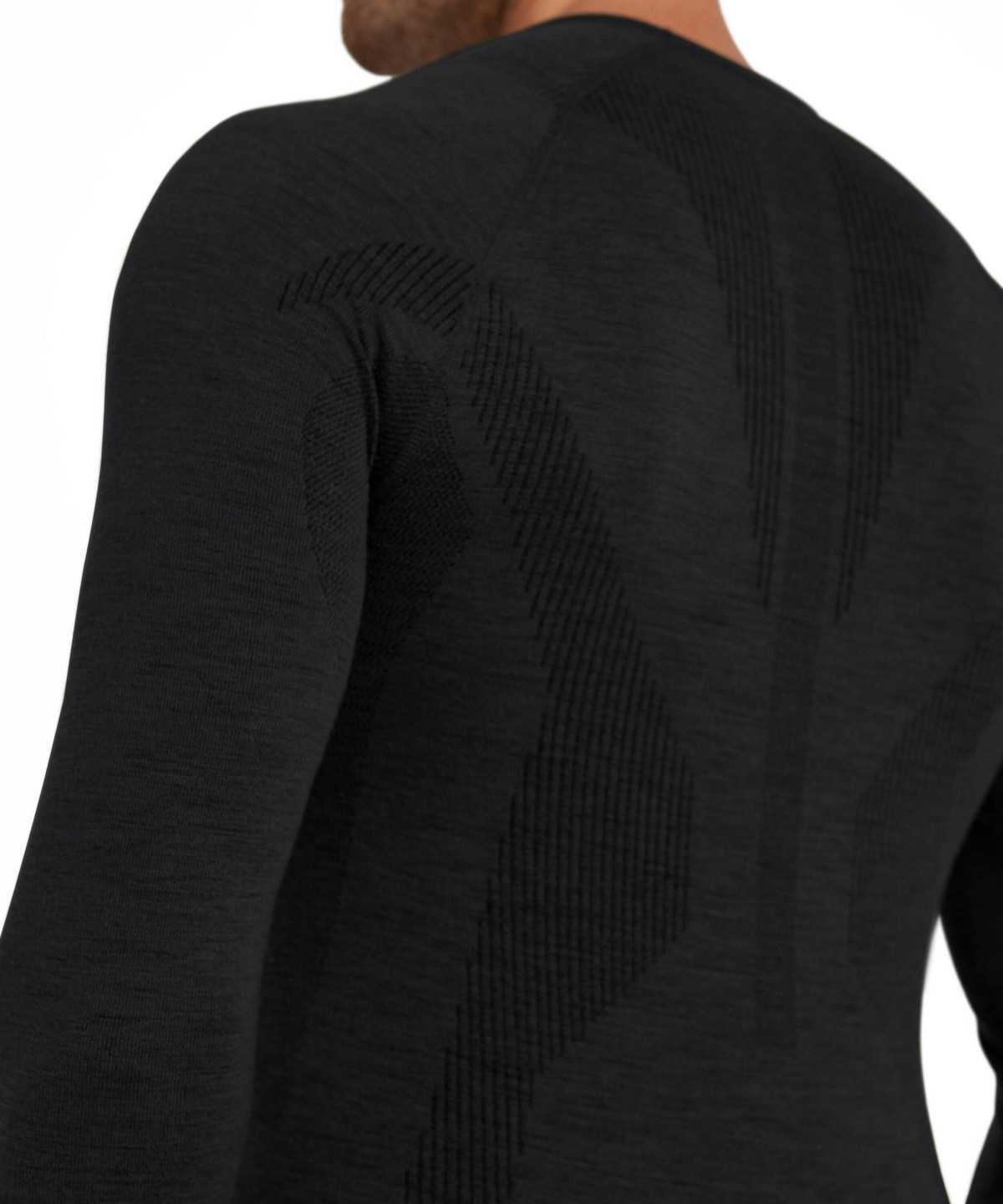 Long Sleeve T-Shirts Falke Long sleeve shirt Wool-Tech Męskie Czarne | AZRVWO-760