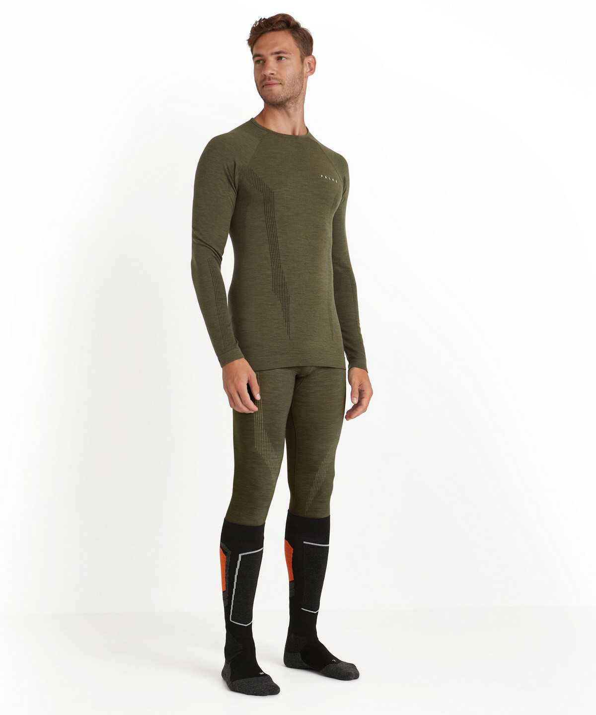 Long Sleeve T-Shirts Falke Long sleeve shirt Wool-Tech Męskie Zielone | WEGQOH-693