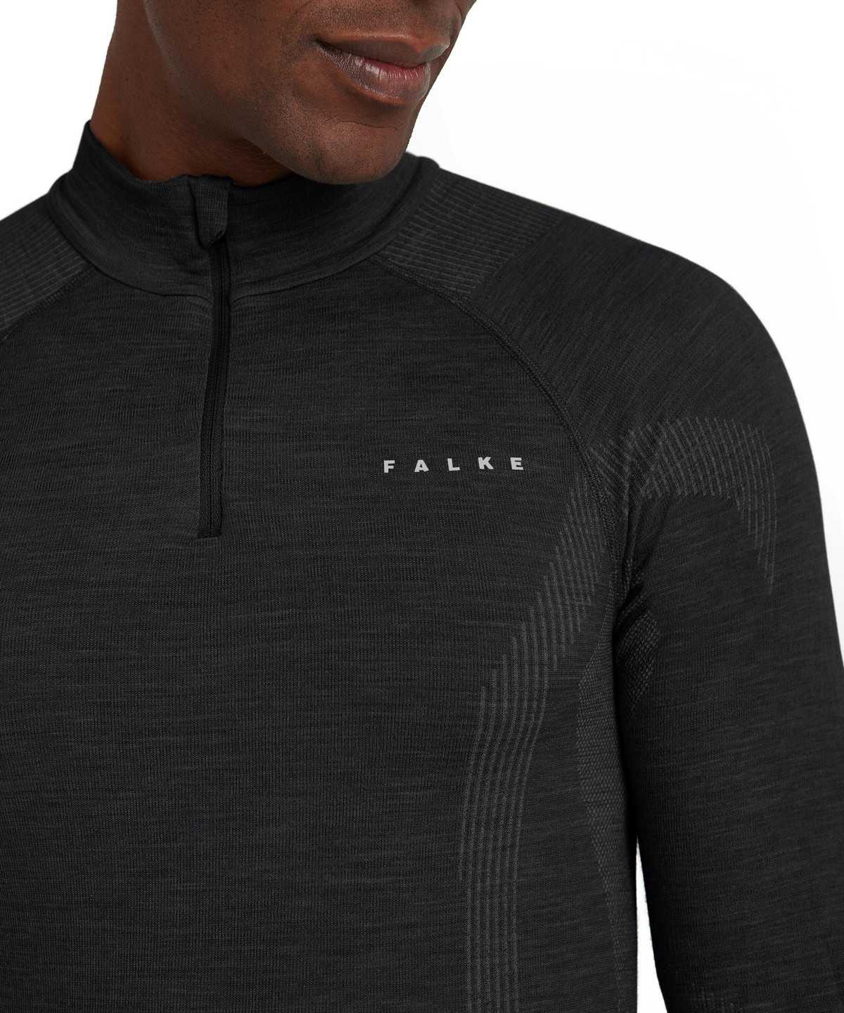 Long Sleeve T-Shirts Falke Long sleeve shirt Wool-Tech Męskie Czarne | KVJMIA-361