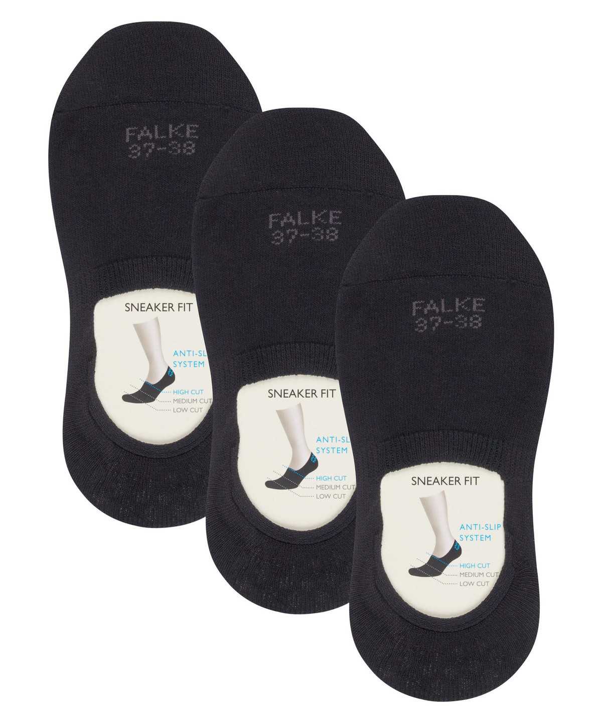 No Show Socks Falke Step 3-Pack Invisibles Damskie Czarne | MIGDWU-280