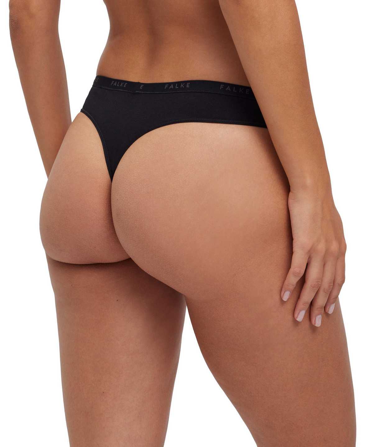 Panties & Slips Falke 2-Pack Thong Daily Comfort Damskie Czarne | YAFWBQ-845