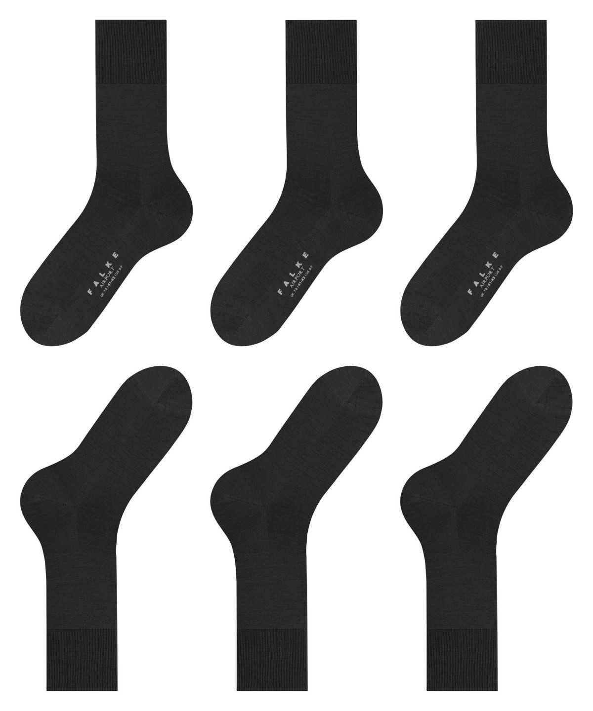 Skarpetki Falke Airport 3-Pack Socks Męskie Czarne | VMGXRI-542