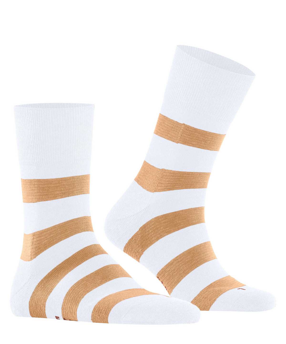 Skarpetki Falke Block Stripe Socks Damskie Białe | SJTKFP-805