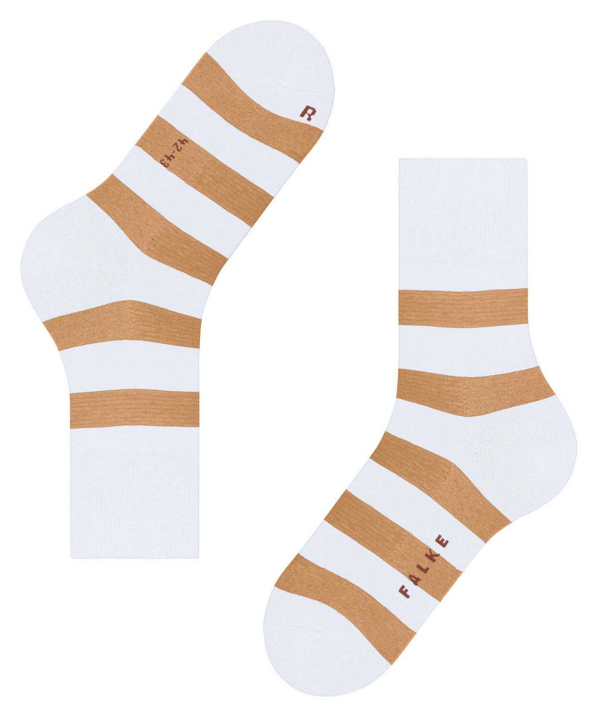 Skarpetki Falke Block Stripe Socks Damskie Białe | SJTKFP-805