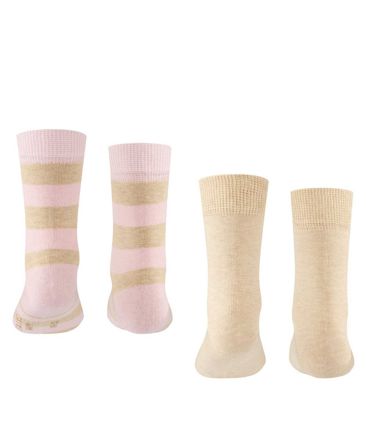 Skarpetki Falke Happy Stripe 2-Pack Socks Dziecięce Beżowe | TCEPFO-971