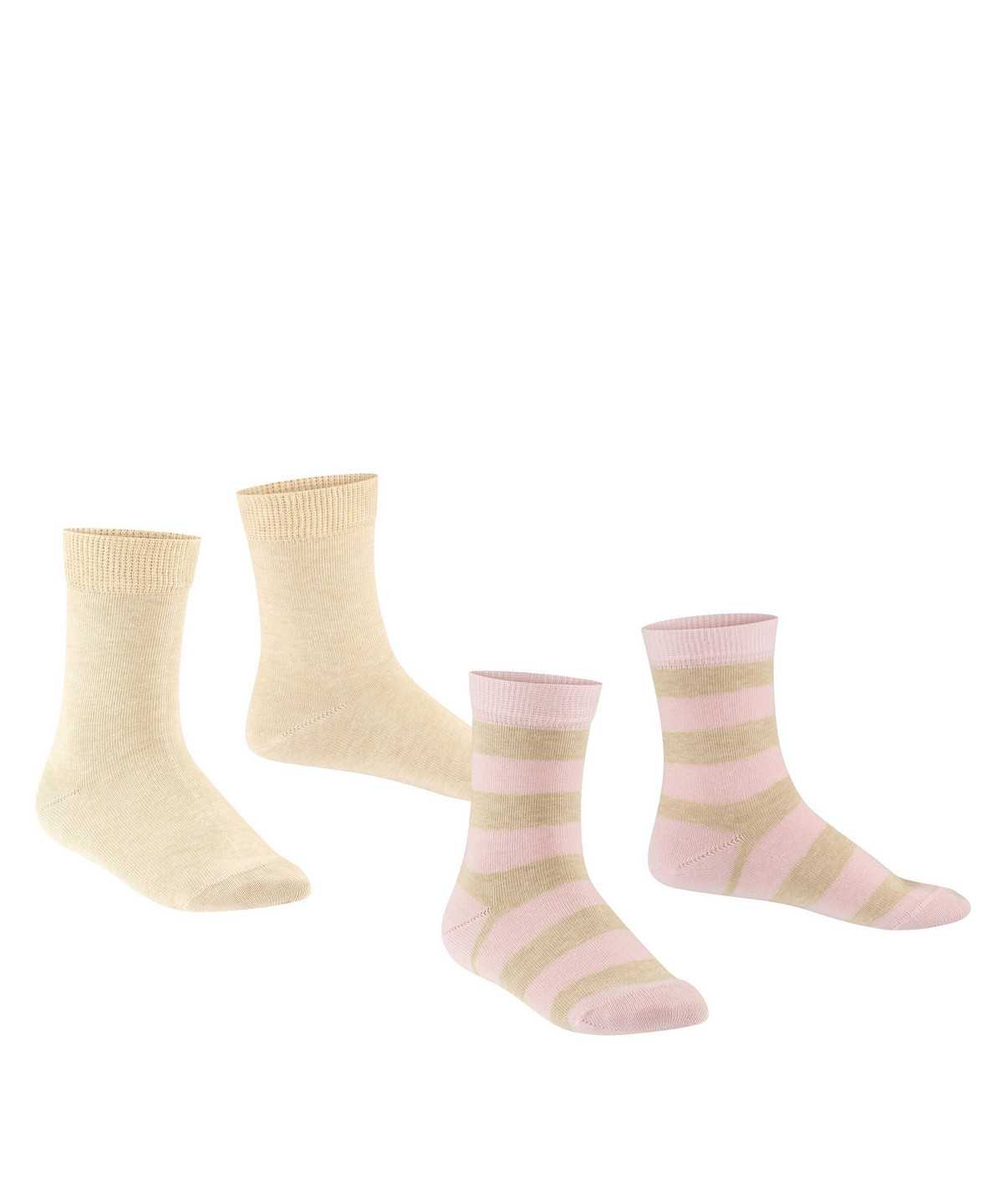 Skarpetki Falke Happy Stripe 2-Pack Socks Dziecięce Beżowe | TCEPFO-971