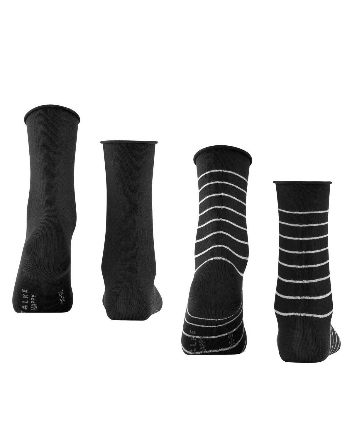 Skarpetki Falke Happy Stripe 2-Pack Socks Damskie Czarne | SQECOP-782