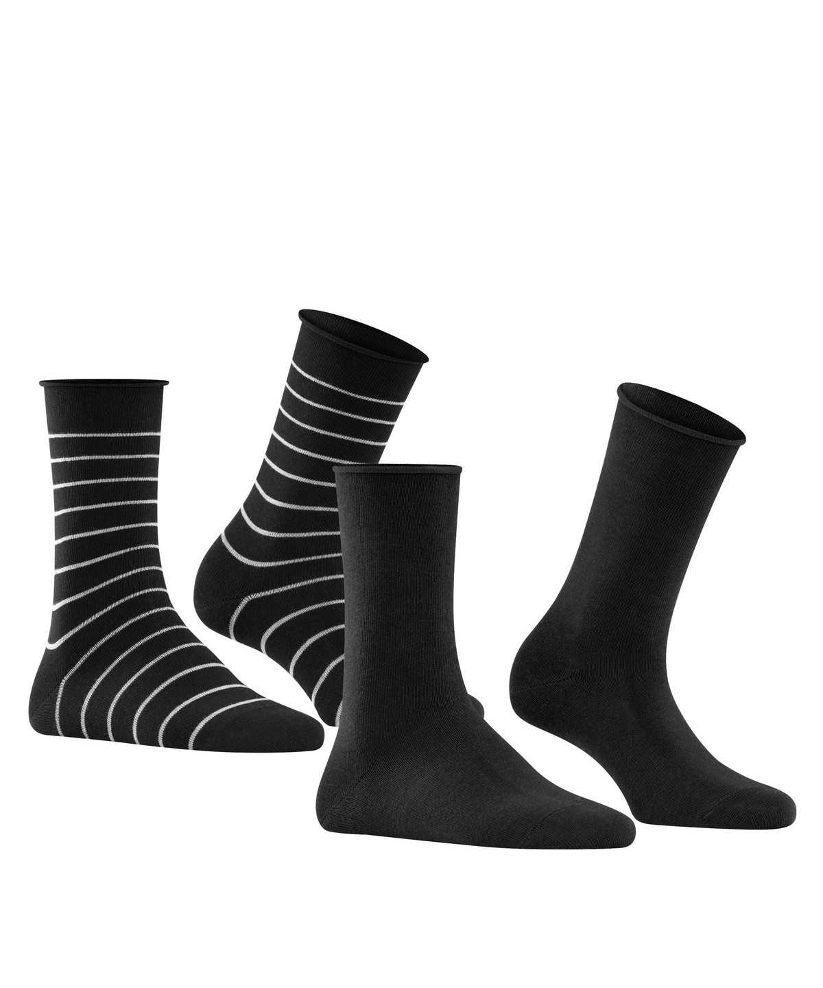 Skarpetki Falke Happy Stripe 2-Pack Socks Damskie Czarne | SQECOP-782