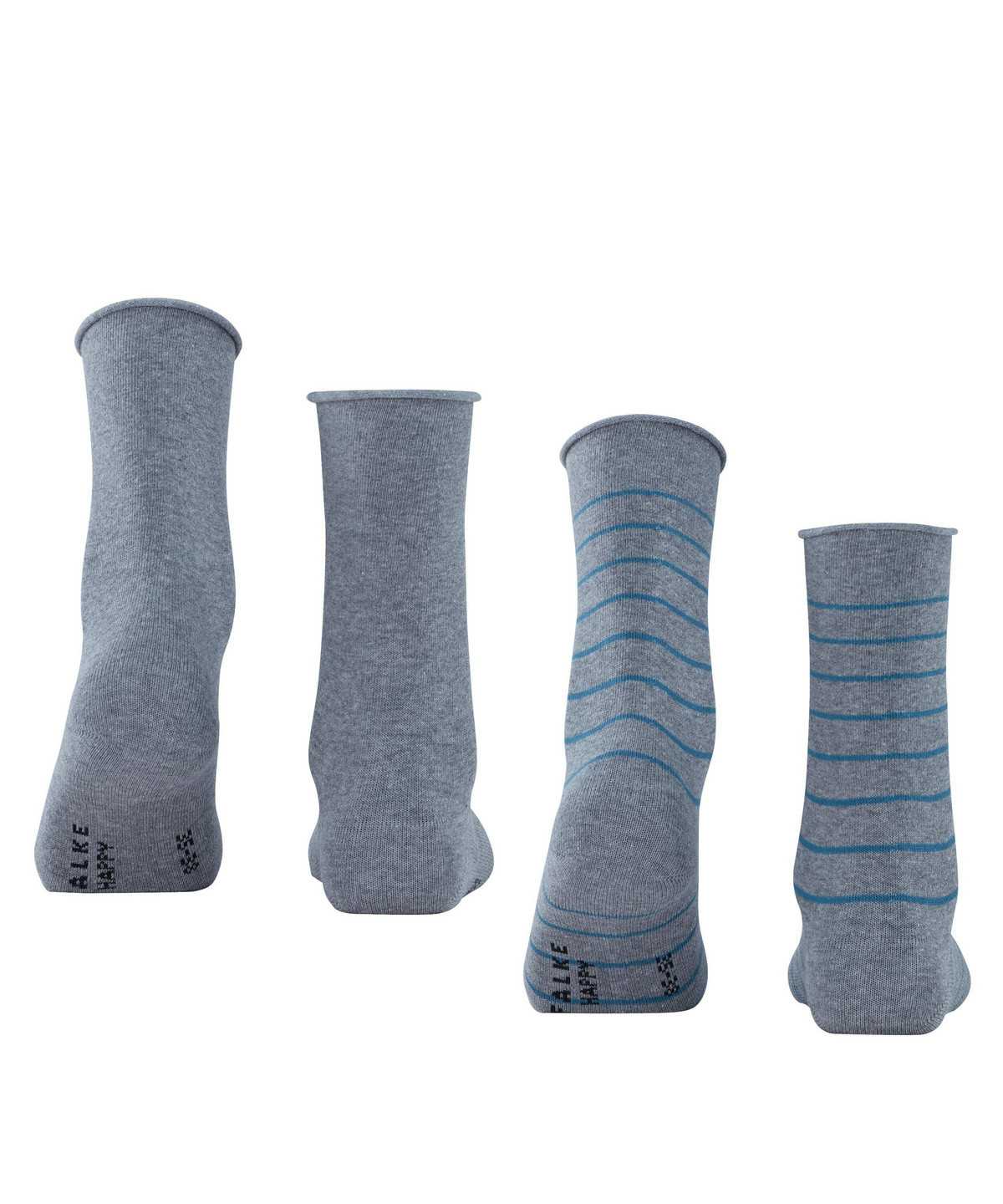 Skarpetki Falke Happy Stripe 2-Pack Socks Damskie Szare | XBDHLR-239