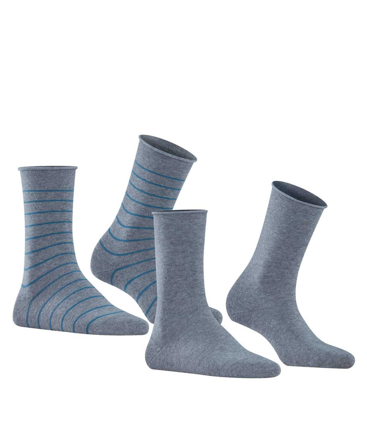 Skarpetki Falke Happy Stripe 2-Pack Socks Damskie Szare | XBDHLR-239