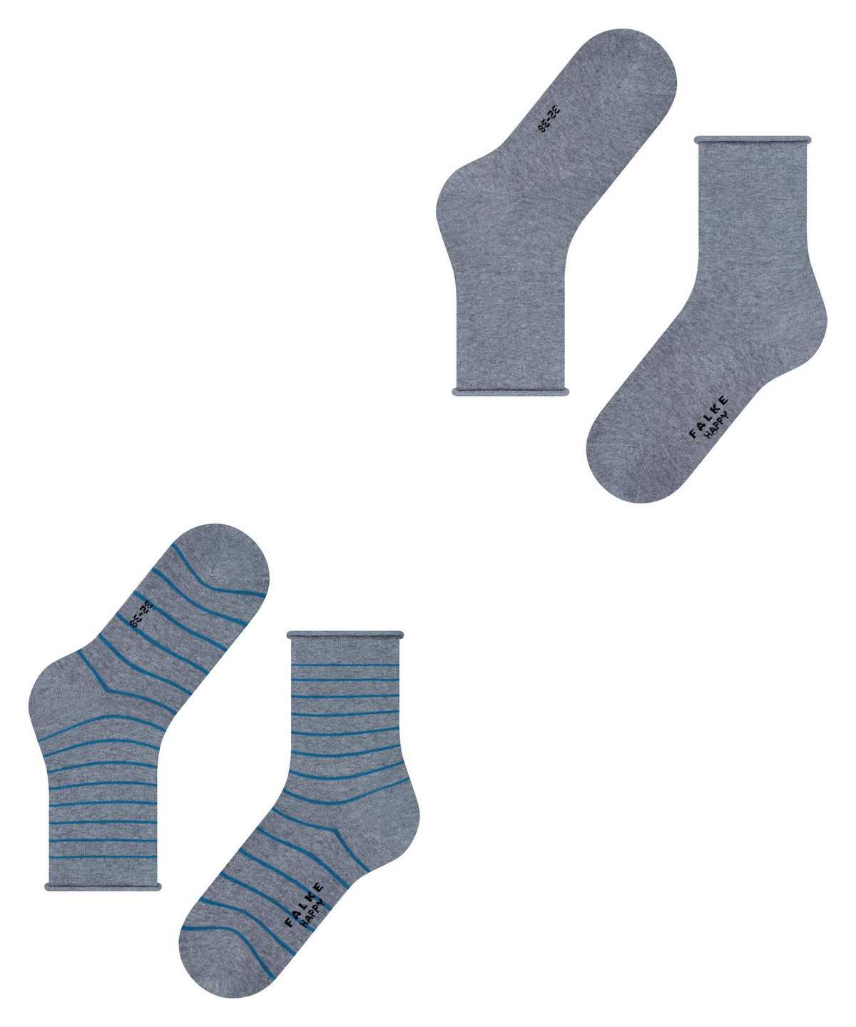 Skarpetki Falke Happy Stripe 2-Pack Socks Damskie Szare | XBDHLR-239